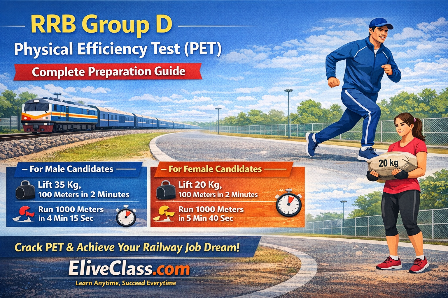 Read more about the article RRB Group D Physical Efficiency Test (PET) – Complete Guide by EliveClass.com